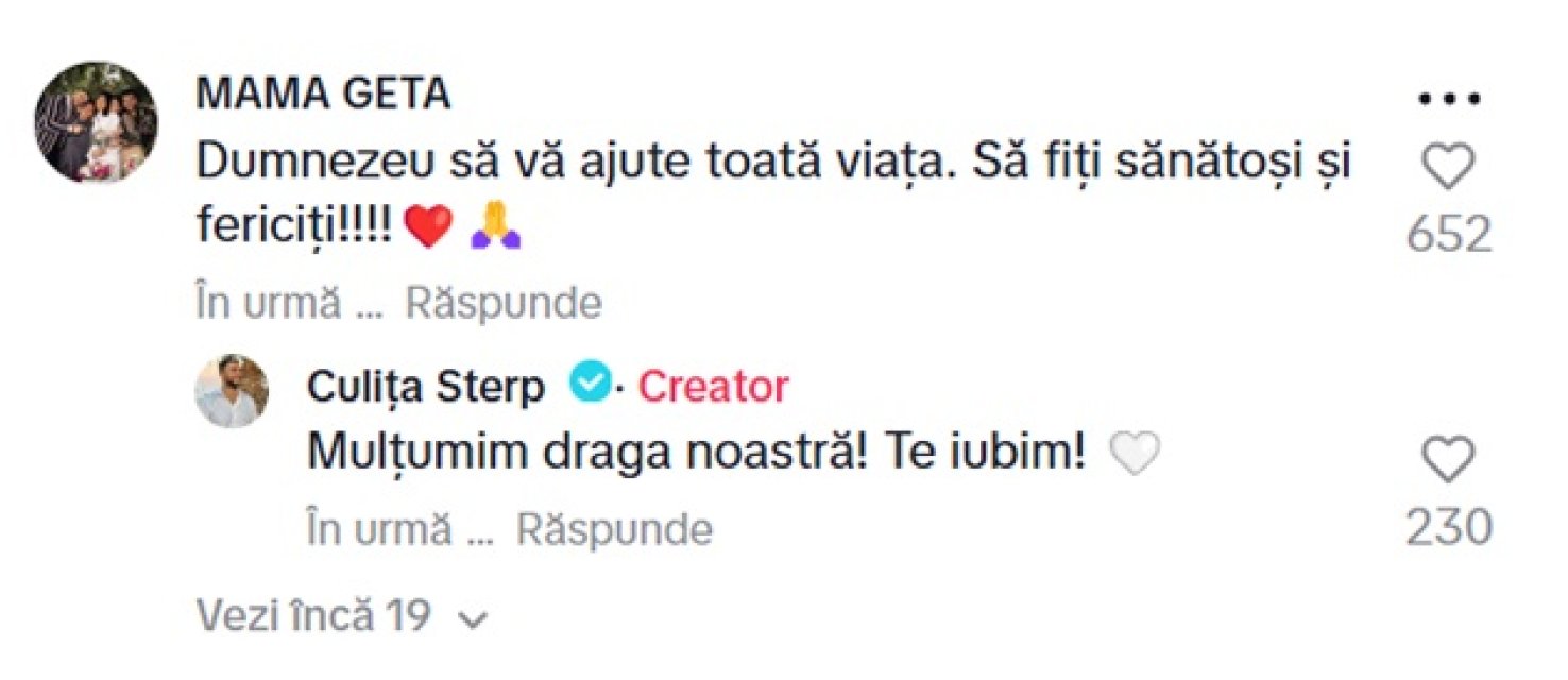Culiță Sterp s-a căsătorit în secret cu Daniela Iliescu, iar Mama Geta a reacționat public