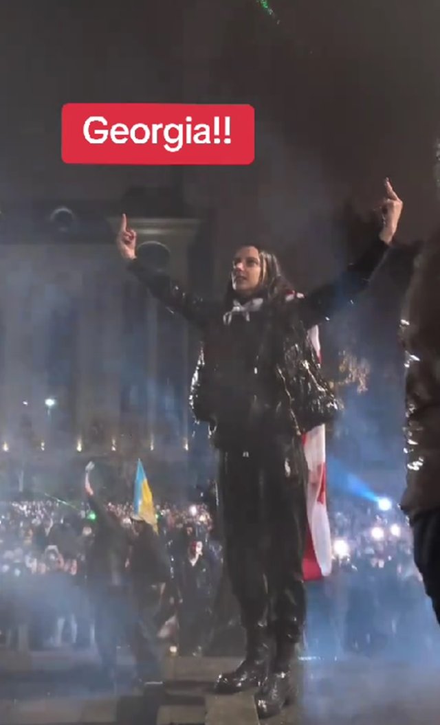 Cine este femeia care a devenit scut uman, cu drapelul Georgiei în brațe, în fața tunurilor cu apă din timpul protestelor și s-a remarcat în mulțime