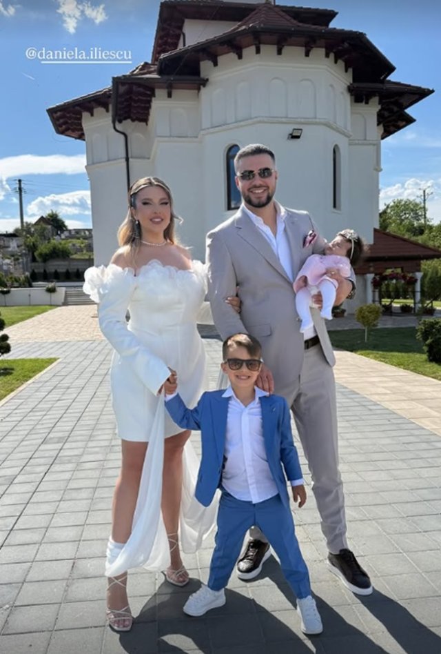 Botez de poveste pentru Miray! Daniela Iliescu și Culiță Sterp au organizat o petrecere atipică pentru fetița lor. Mama și fiica s-au asortat la biserică