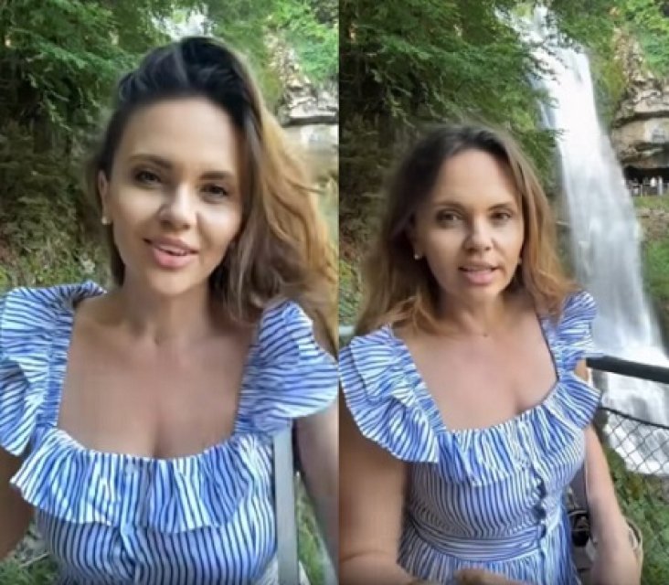 Cristina Șișcanu este din nou taxată dur în online. A purtat o rochie de vară la munte, lângă o cascadă din Elveția