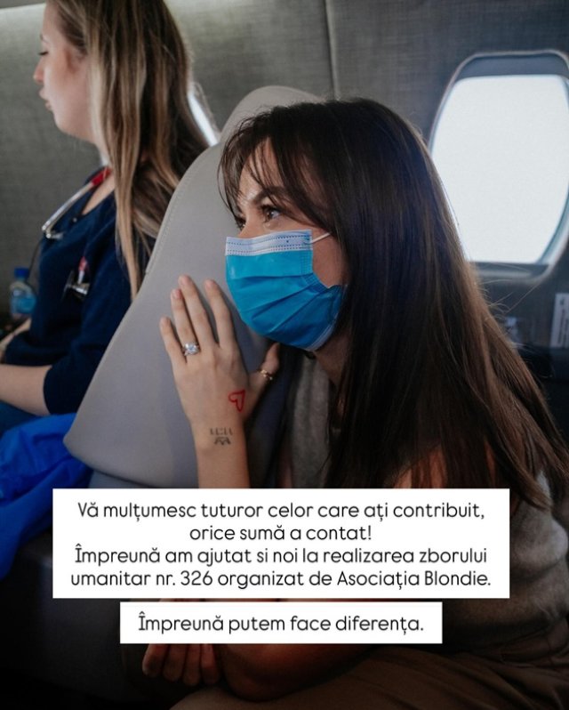 Denisa Filcea, impresionată până la lacrimi de un zbor umanitar organizat de Asociația Blondie. „M-am lovit de o realitate care m-a durut”. Le-a mulțumit urmăritorilor care au donat