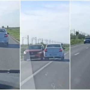 Şofer inconştient, haos cu Loganul pe o şosea din Galaţi. O cameră de bord a filmat cum distruge, în mers, oglinda altei mașini