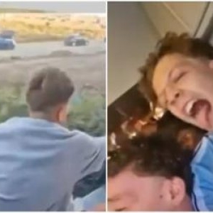 Adolescent, filmat printre râsete cum sare din trenul în mers, în drum spre mare. Gluma putea sfârși tragic