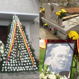 Cine a trimis, la înmormântarea lui Emeric Ienei, coroana de flori ciudată care seamănă mai degrabă a pom de Crăciun decât a jerbă