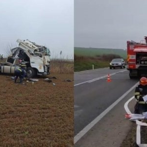 Alertă în județul Vaslui. O cisternă încărcată cu 25 de tone de motorină s-a răsturnat între Huși și Albița