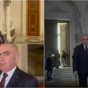 Bolojan fuge din nou de jurnaliști pe holurile Parlamentului. Tăcere absolută, mesajul premierului de sărbători -VIDEO 