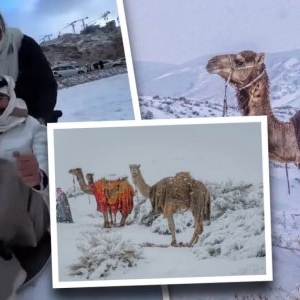 A nins în Arabia Saudită după 30 de ani. Iarnă ca-n povești, dunele s-au transformat în pârtii