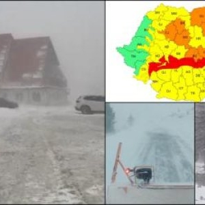 Cod roșu de viscol în mai multe regiuni. Rafele de peste 120 km/h, mai multe drumuri restricționate