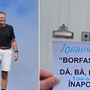 Protestatarul Ceaușescu l-a colindat pe Klaus Iohannis: "Bănișorii înapoi!" - VIDEO