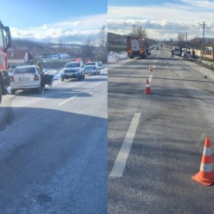 Accident în județul Mehedinți. Două persoane au fost rănite, după ce două mașini s-au ciocnit violent 