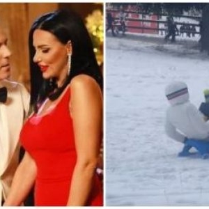 Imagini adorabile cu Ștefan Bănică și Alexandru, fiul cel mic, pe derdeluș. Cum i-a surprins Lavinia Pîrva: „Tati, hai că poți”