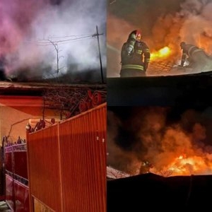 Incendiu masiv în Giurgiu provocat de un scurtcircuit. Patru case de pe două străzi, mistuite de flăcări -VIDEO