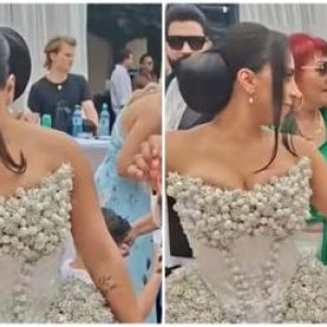 Ce rochie de mireasa extravagantă a purtat nora lui Florin Salam. Cum arată ținuta în partea de jos. Imagini de la nuntă