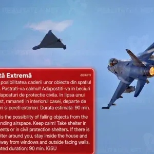 Alertă aeriană în județele Galați și Tulcea. Două aeronave F-16 au fost ridicate de la sol. A fost emis un mesaj RO-Alert