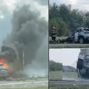 Accident mortal în apropiere de Murfatlar. Un șofer a murit, autoturismul a ars ca o torță - video