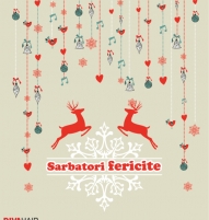 Felicitare de Craciun cu reni