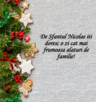 Felicitare frumoasa de Mos Nicolae cu crengi de bradut