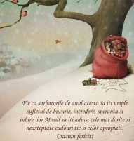 Felicitare de Craciun cu sacul lui Mos Craciun