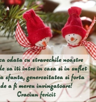 Felicitare de Craciun cu oameni de zapada