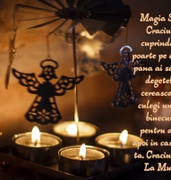 Felicitare crestina de Craciun cu ingeras si lumanari