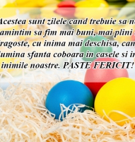 Felicitare de Paste cu oua colorate