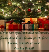 Felicitare de Craciun - cadouri sub brad