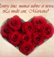 Felicitare inima trandafiri Mariana