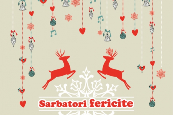 Felicitare de Craciun cu reni