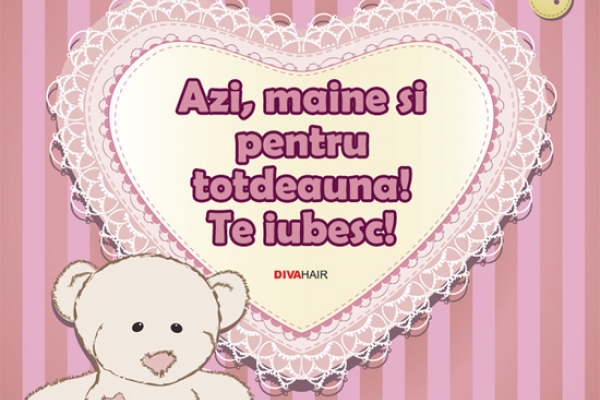 Felicitare de Dragobete cu inimioare