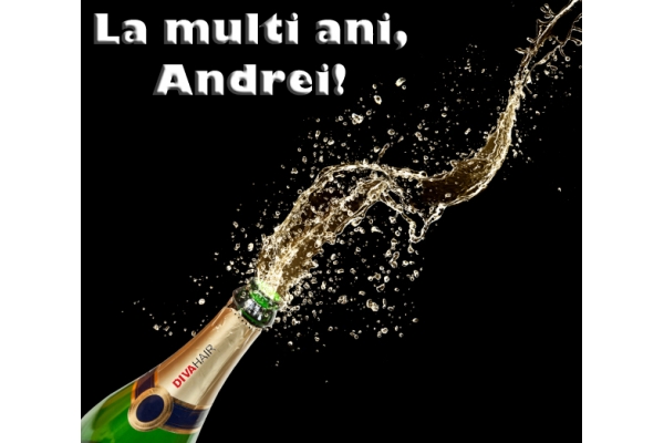 Sampanie felicitare pentru Andrei