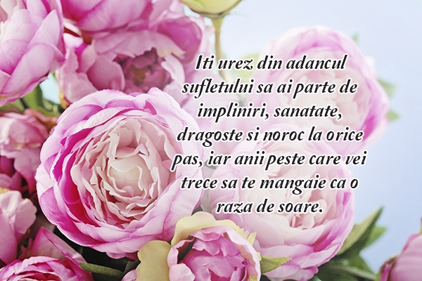 Felicitare de Florii cu bujori