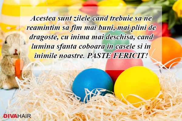 Felicitare de Paste cu oua colorate