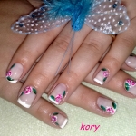 Unghii French cu trandafir by Kory Nails