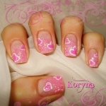 Unghii roz cu model inimioare by Kory Nails