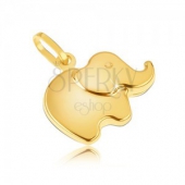 Pandantiv din aur galben 14K - elefant mic strălucitor rotunjit
