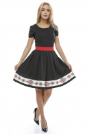 Rochie dama cu fusta plisata  si imprimeu traditional RO122