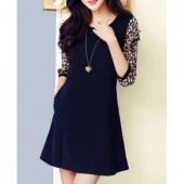 ROCHIE CASUAL CU GULER ROTUND MANECI LARGI CU IMPRIMEU FLORAL