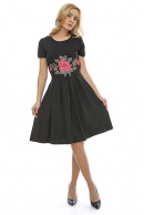 Rochie maneca scurta cu aplicatie brodata RO138