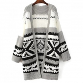 CARDIGAN DAMA JAQUARD MANECI LUNGI