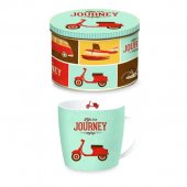 Cana portelan - Life Is A Journey Enjoy With Retro Travel Scooter Mug