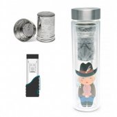 Infuzor ceai pentru voiaj - Flowtea Little Cowgirl Double Wall Glass Infuser