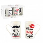 Set 2 cani haioase - Mr & Mrs Always Right Mugs Moustache&Lips