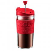 Cafetiera cu infuzor pentru voiaj - Travel Press Coffee & Tea Maker 350 ml with extra lid-Red