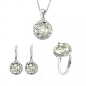 Set din argint cu pietre de cuart verde