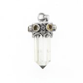 Pandantiv din argint - Amuleta din cristal de cuart de stānca si citrin