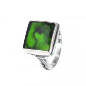 Inel din argint cu abalone verde