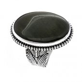 Inel din argint cu obsidian