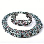 Set din argint cu zircon, rubin si diopsid chrome