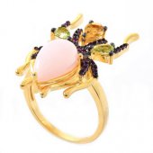 Inel din argint cu opal, citrin, peridot