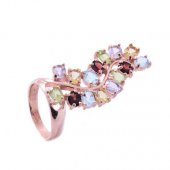 Inel din argint cu topaz, citrin, granat, peridot, ametist